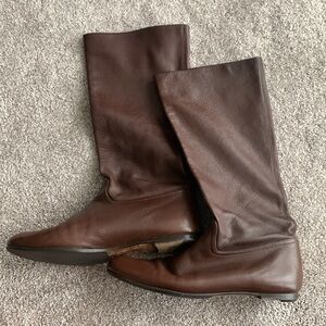 Knee high brown Bally boots